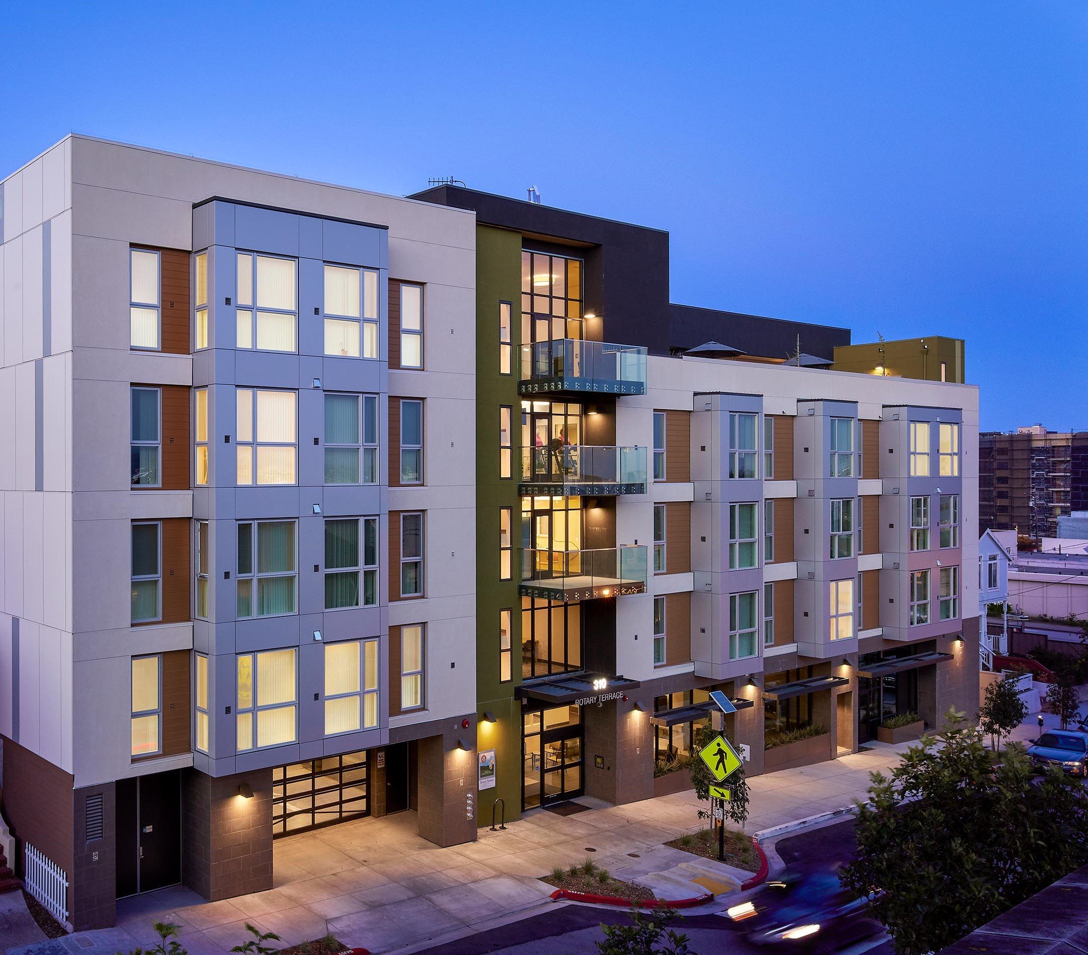 Rotary Terrace S Innovative Design Revitalizes San Francisco Community   RT Exterior Dusk   Cropped 1 